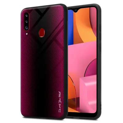 Cadorabo Case, združljiv s Samsung - Stripe Optics v Crimson Pink - Zaščitni pokrov iz silikona TPU in hrbta iz kaljenega stekla