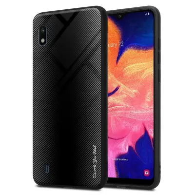 CADORABO Ohišje, združljiv s Samsung - Stripe Optics v Opal Black - Zaščitni pokrov iz silikona TPU in hrbta iz kaljenega stekla