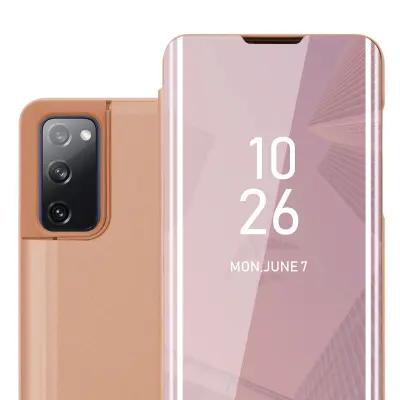 CADORABO CARE, združljiv s Samsungom v Kunzit Pink - prozorno za zaščito z ogledalom z zrcalo z funkcijo stojala 360 stopinj zaščita