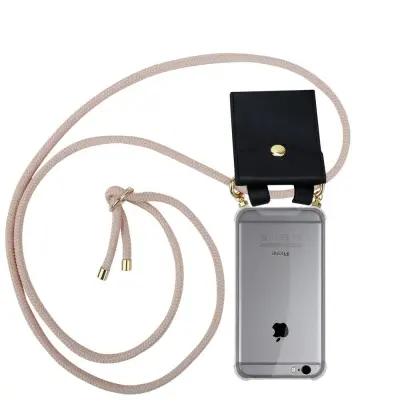 CADORABO združljivo z Apple v Pearly Rosegold - silikonski zaščitni pokrov z zlatimi obroči, kabelskim pasom in snemljivim ohišjem
