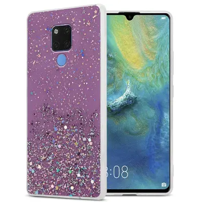 Cadorabo Case, združljiv s Huawei v vijolični barvi z bleščicami - zaščitni pokrov iz fleksibilnega silikona TPU s penečimi bleščicami