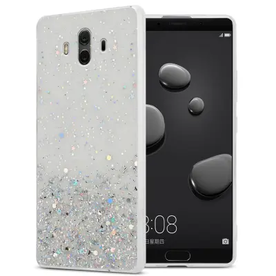 Cadorabo Case, združljiv s Huawei v prozornici z bleščicami - zaščitnim pokrovom, narejen iz fleksibilnega silikona TPU s penečimi bleščicami
