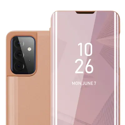 CADORABO CARE, združljiv s Samsungom v Kunzit Pink - prozorno za zaščito z ogledalom z zrcalo z funkcijo stojala 360 stopinj zaščita