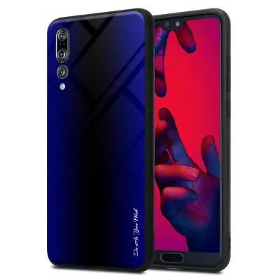 CADORABO Ohišje, združljiv s Huawei - Stripe Optics v kobaltu vijolični - zaščitni pokrov iz silikona TPU in hrbet iz kaljenega stekla