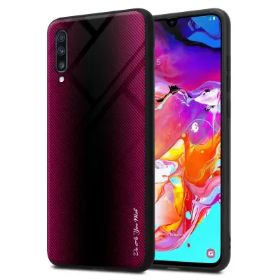 Cadorabo Case, združljiv s Samsung - Stripe Optics v Crimson Pink - Zaščitni pokrov iz silikona TPU in hrbta iz kaljenega stekla