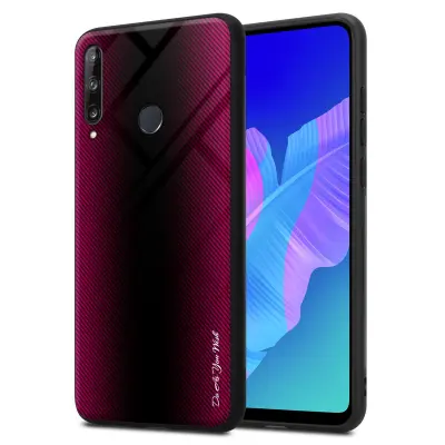 CADORABO Ohišje, združljiv s Huawei - Stripe Optics v Crimson Pink - Zaščitni pokrov iz silikona TPU in hrbta iz kaljenega stekla
