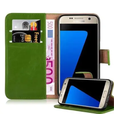 Cadorabo Case, združljiv s Samsungom v travniku Green - zaščitni pokrov z magnetnim zapiranjem, stoječo funkcijo in režo za kartico