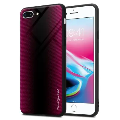 CADORABO Ohišje, združljiv z Apple - Stripe Optics v Crimson Pink - Zaščitni pokrov iz silikona TPU in hrbta iz kaljenega stekla