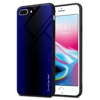 CADORABO Ohišje, združljiv z Apple - Stripe Optics v kobaltu vijolični - zaščitni pokrov iz silikona TPU in hrbta iz kaljenega stekla