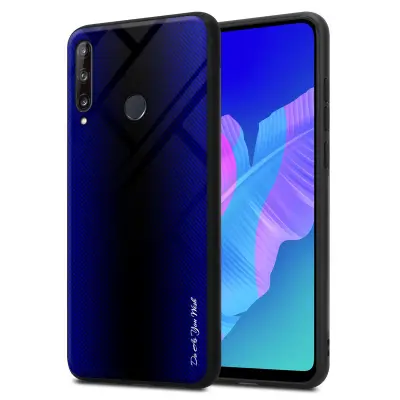 CADORABO Ohišje, združljiv s Huawei - Stripe Optics v kobaltu vijolični - zaščitni pokrov iz silikona TPU in hrbet iz kaljenega stekla