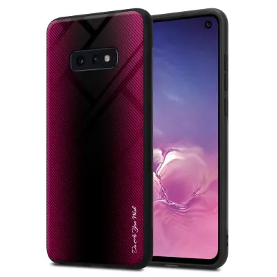 Cadorabo Case, združljiv s Samsung - Stripe Optics v Crimson Pink - Zaščitni pokrov iz silikona TPU in hrbta iz kaljenega stekla