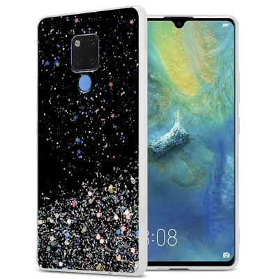Cadorabo Case, združljiv s Huawei v črni barvi z bleščicami - zaščitni pokrov iz fleksibilnega silikona TPU s penečimi bleščicami