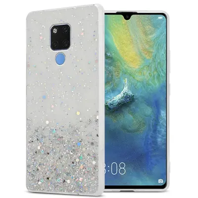 Cadorabo Case, združljiv s Huawei v prozornici z bleščicami - zaščitnim pokrovom, narejen iz fleksibilnega silikona TPU s penečimi bleščicami