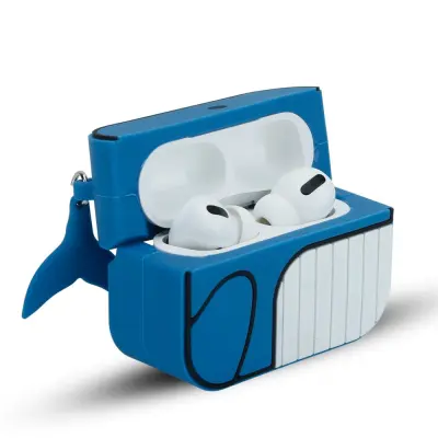 CADORABO Ohišje, združljiv z Apple - Design Blue Whale - Prenosne silikonske slušalke Zaščitni pokrov 3D Keychain