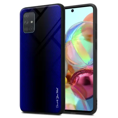 CADORABO Ohišje, združljiv s Samsung - Stripe Optics v kobaltu vijolični - zaščitni pokrov iz silikona TPU in hrbta iz kaljenega stekla