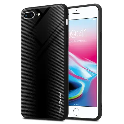 CADORABO Ohišje, združljiv z Apple - Stripe Optics v Opal Black - Zaščitni pokrov iz silikona TPU in hrbta iz kaljenega stekla
