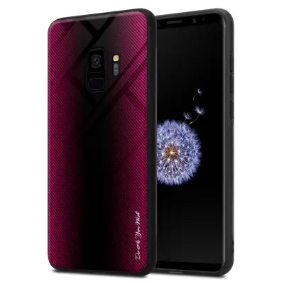 Cadorabo Case, združljiv s Samsung - Stripe Optics v Crimson Pink - Zaščitni pokrov iz silikona TPU in hrbta iz kaljenega stekla