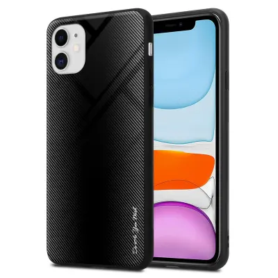 CADORABO Ohišje, združljiv z Apple - Stripe Optics v Opal Black - Zaščitni pokrov iz silikona TPU in hrbta iz kaljenega stekla