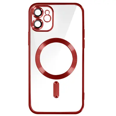 MagSafe ovitek za iPhone 11 Silikonska zašcita kamere Outline Chrome rdeca