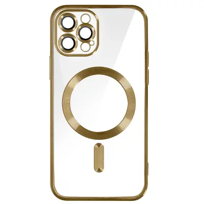 MagSafe ovitek za iPhone 12 Pro Silikonska zašcita kamere Outline Chrome zlato