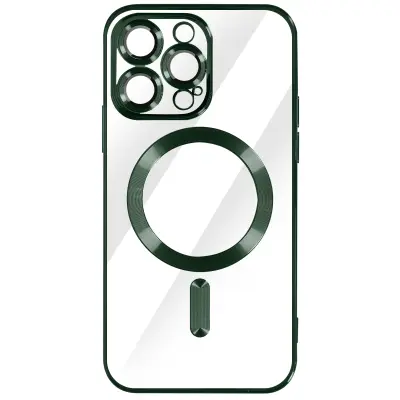 MagSafe ovitek za iPhone 14 Pro Max Silikonska zašcita kamere Chrome zelena