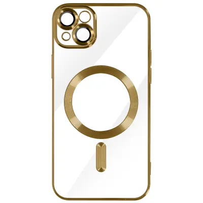 MagSafe ovitek za iPhone 14 Plus Silikonska zašcita kamere Outline Chrome zlato