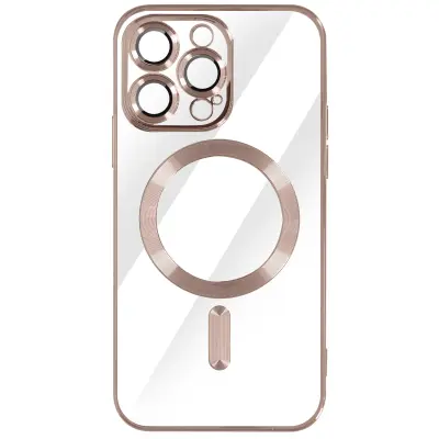 MagSafe ovitek za iPhone 14 Pro Max Silikonska zašcita kamere Chrome Roza