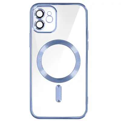 MagSafe ovitek za iPhone 12 Silikonska zašcita kamere Outline Chrome modra