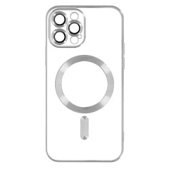 MagSafe ovitek za iPhone 13 Pro Silikonska zašcita kamere Outline Chrome srebrna