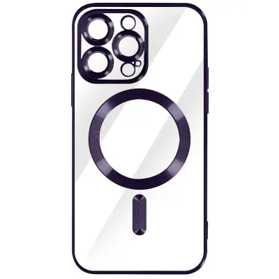 MagSafe ovitek za iPhone 14 Pro Silikonska zašcita kamere Chrome vijolicna