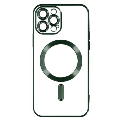 MagSafe ovitek za iPhone 13 Pro Max Silikonska zašcita kamere Chrome zelena