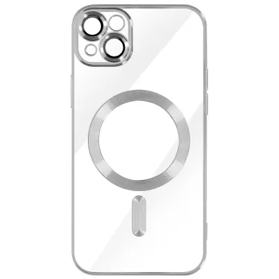 MagSafe ovitek za iPhone 13 Silikonska zašcita kamere Outline Chrome srebrna
