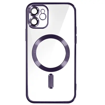 MagSafe ovitek za iPhone 11 Silikonska zašcita kamere Outline Chrome vijolicna