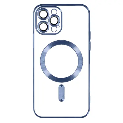 MagSafe ovitek za iPhone 13 Pro Max Silikonska zašcita kamere Chrome modra
