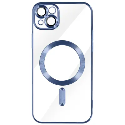 MagSafe ovitek za iPhone 13 Silikonska zašcita kamere Outline Chrome modra