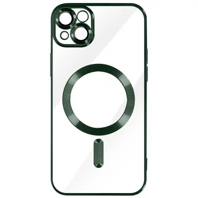 MagSafe ovitek za iPhone 13 Silikonska zašcita kamere Outline Chrome zelena