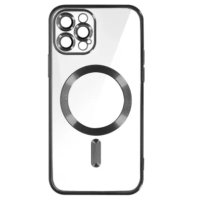 MagSafe ovitek za iPhone 12 Pro Silikonska zašcita kamere Outline Chrome Crna