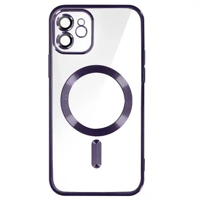 MagSafe ovitek za iPhone 12 Silikonska zašcita kamere Outline Chrome vijolicna