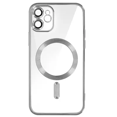MagSafe ovitek za iPhone 11 Silikonska zašcita kamere Outline Chrome srebrna