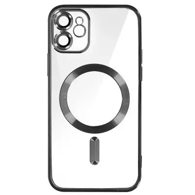 MagSafe ovitek za iPhone 11 Silikonska zašcita kamere Outline Chrome Crna