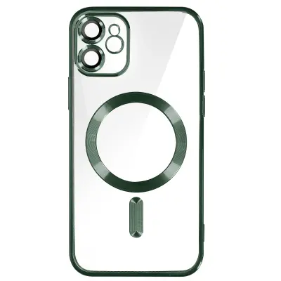 MagSafe ovitek za iPhone 11 Silikonska zašcita kamere Outline Chrome zelena