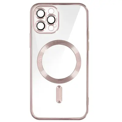 MagSafe ovitek za iPhone 12 Pro Silikonska zašcita kamere Outline Chrome Roza