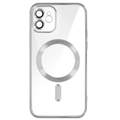 MagSafe ovitek za iPhone 12 Silikonska zašcita kamere Outline Chrome srebrna