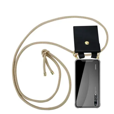 CADORABO CADORABO BEACIJA Združljiva s Huawei v Shiny Brown - Silikonski zaščitni pokrov z zlatimi obroči, jermen za vrvi in ​​snemljiv ohišje