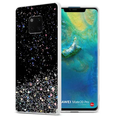 Cadorabo Case, združljiv s Huawei v črni barvi z bleščicami - zaščitni pokrov iz fleksibilnega silikona TPU s penečimi bleščicami
