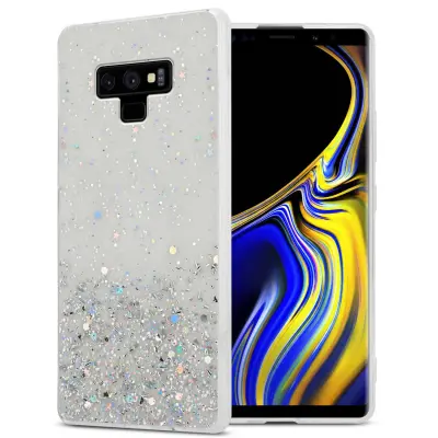 Cadorabo Case, združljiv s Samsungom v prozornem z bleščicami - zaščitnim pokrovom, narejen iz fleksibilnega silikona TPU s penečimi bleščicami