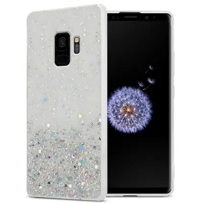 Cadorabo Case, združljiv s Samsungom v prozornem z bleščicami - zaščitnim pokrovom, narejen iz fleksibilnega silikona TPU s penečimi bleščicami