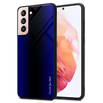 CADORABO Ohišje, združljiv s Samsung - Stripe Optics v kobaltu vijolični - zaščitni pokrov iz silikona TPU in hrbta iz kaljenega stekla