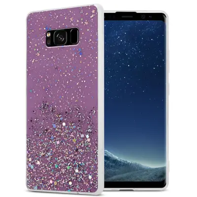 CADORABO Ohišje, združljiv s Samsungom v vijolični barvi z bleščicami - zaščitni pokrov iz fleksibilnega silikona TPU s penečimi bleščicami