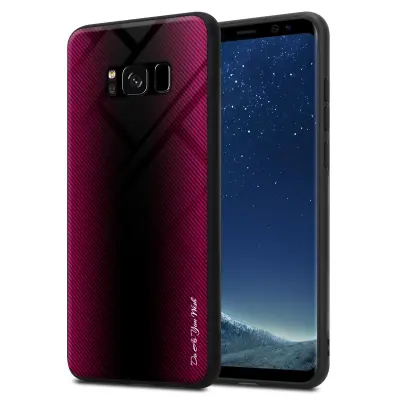 Cadorabo Case, združljiv s Samsung - Stripe Optics v Crimson Pink - Zaščitni pokrov iz silikona TPU in hrbta iz kaljenega stekla